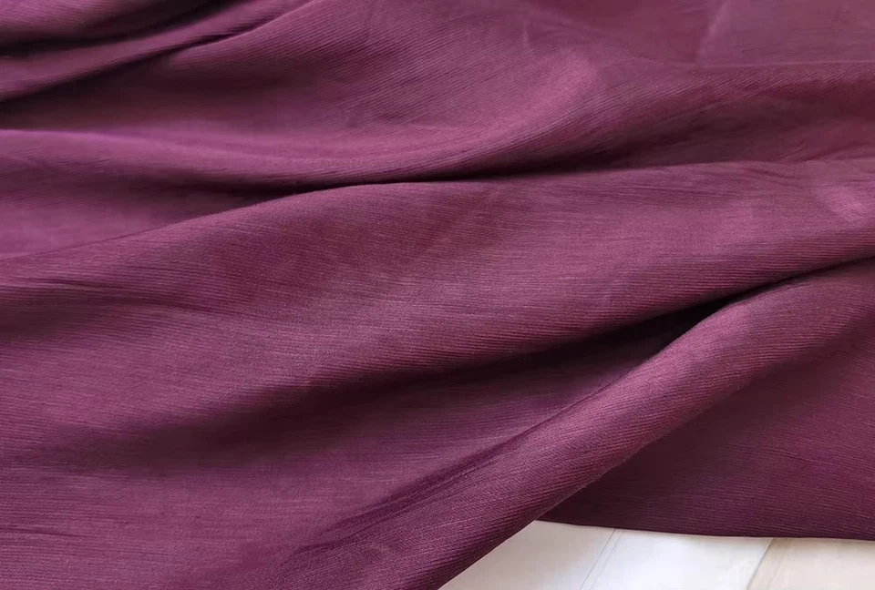 Burgundy Silk Flax Material 54'' Wide By Yard Slubby Silk Linen Fabric Natural - Image 3 of 4