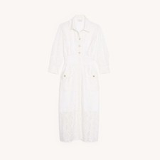 Sandro Midi White Lace With 3/4 Sleeve Dress Size 34/XS