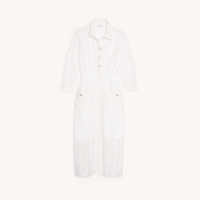 sandro white midi dress Sandro Midi White Lace With 3/4 Sleeve Dress Size 34/XS