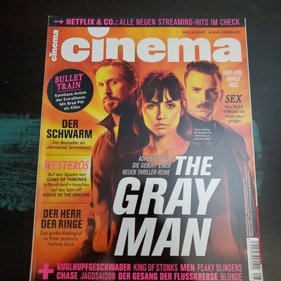 Cinema 08/2022, The Gray Man, Kinomagazin, Filmzeitschrift, Inhaltsangabe, top