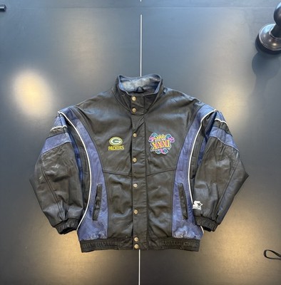 Vintage Starter Green Bay Packers Super Bowl XXXI Leather Jacket Men s Large