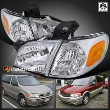 Fits 1997-2005 Chevy Venture Silhouette Montana Clear Headlights+Corner Lamps