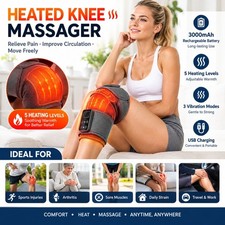Rechargeable Heated Knee Brace Pad, 5 Heat 3 Vibration Modes Knee Support Wrap