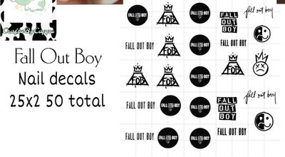 Fall Out Boy Waterslide Decals For Nails, Hot Wheels, Etc Set Of 50 KC