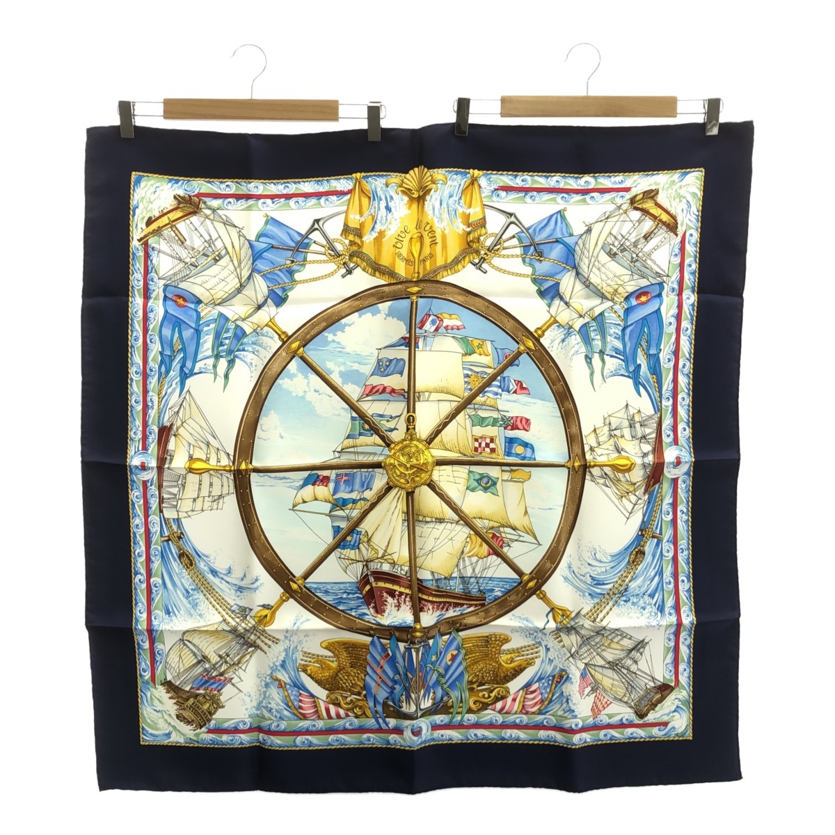 HERMES Carre 90 Vive Le Vent Silk Scarf Wind Design 739544