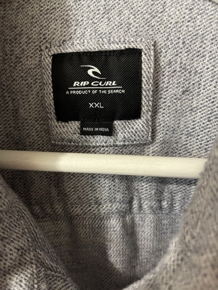 Ripcurl Men’s Long Sleeve Shirt Button Down Collar Grey Cotton XXL 2XL - Image 2 of 3