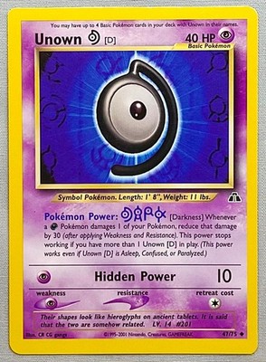 Pokémon Unown D #47/75 Uncommon - 2001 Unlimited Neo Discovery - NM Condition