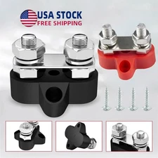 2PCS 1/4" M8 12-48V Bus Bar Terminal Block Power Stud Battery Junction Post