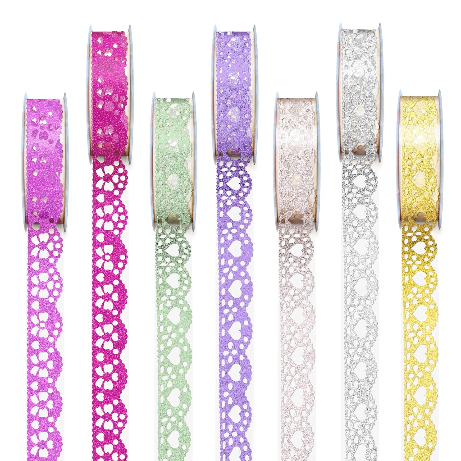 7 Rolls Washi Tape Decorative Selfadhesive Lace Tape for DIY Arts and Crafts Scr