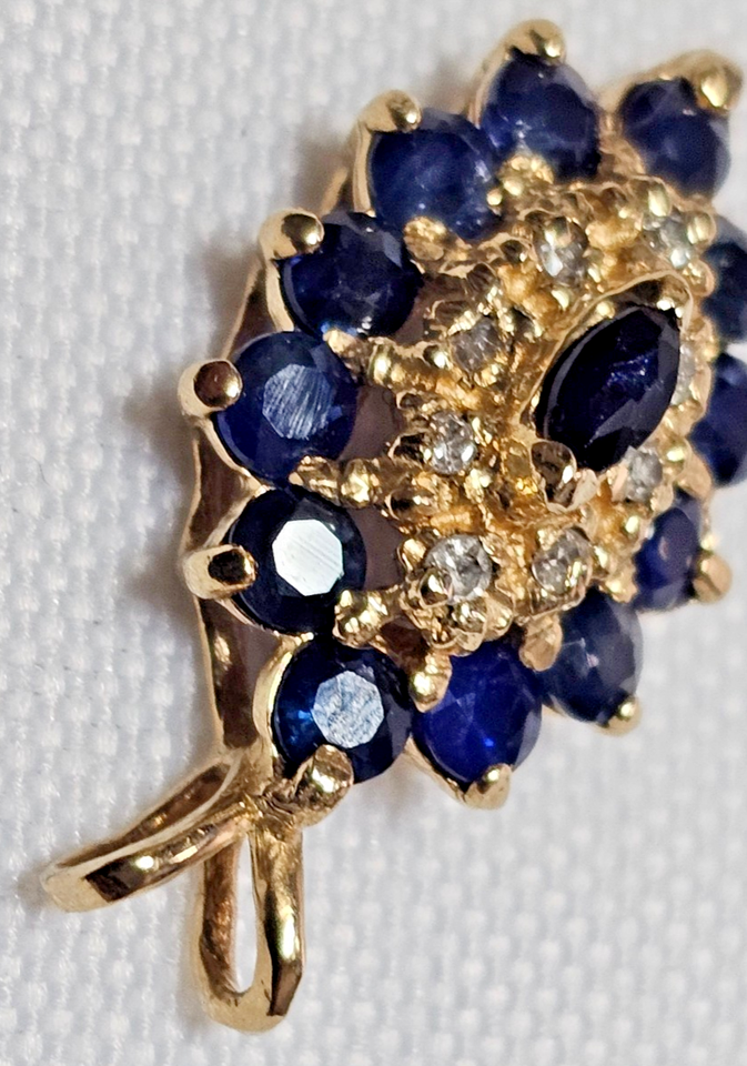 Vintage 10K Yellow Gold .80 Point Sapphire and .12 Carot Diamond ...