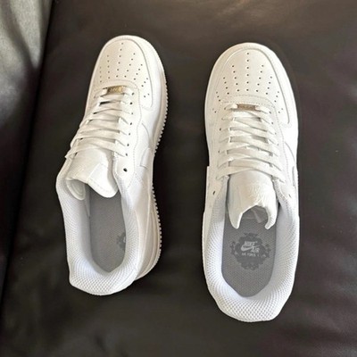 Nike Air Force 1 Low Sneaker Weiß Leder Low Top Schnürung Herren EU 44