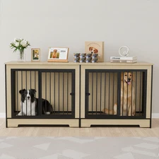 Extra-Large Double-Deck Dog Crate Furniture with Tray