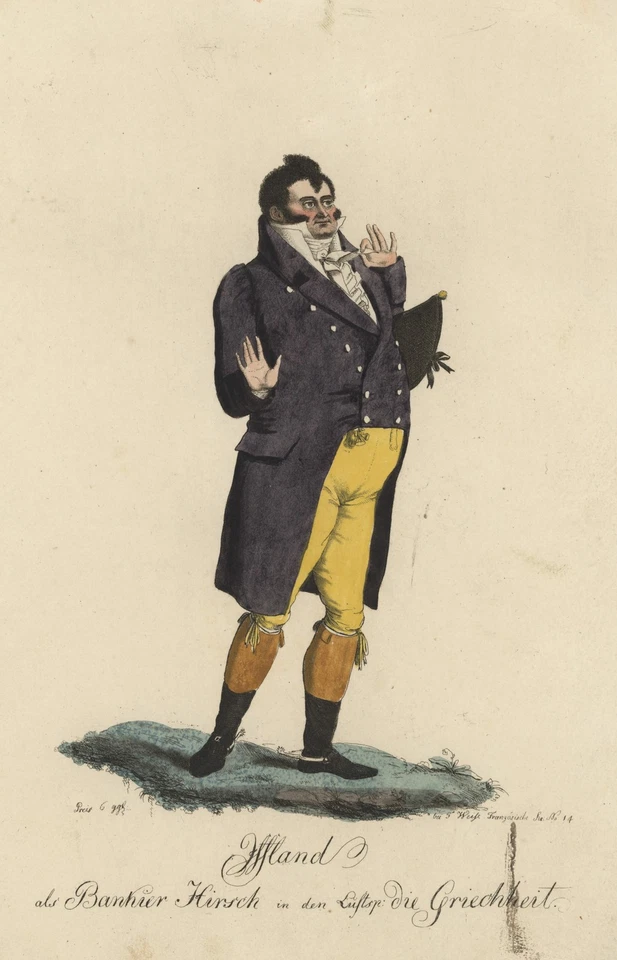 Nationaltheater Iffland Bankier Hirsch Griechheit Kostüm kol Radierung 1810 - Bild 3 von 3