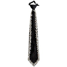 Pearl Bow Tie for Women Men, Premium Black Necktie with Sparkling Rhinestones