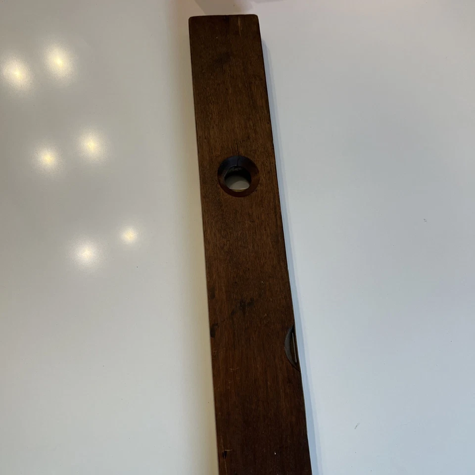 Rare Wood Level. William Johnson 1830- 1880. 28” Long. Works Great. Wood & Brass - Image 4 of 4