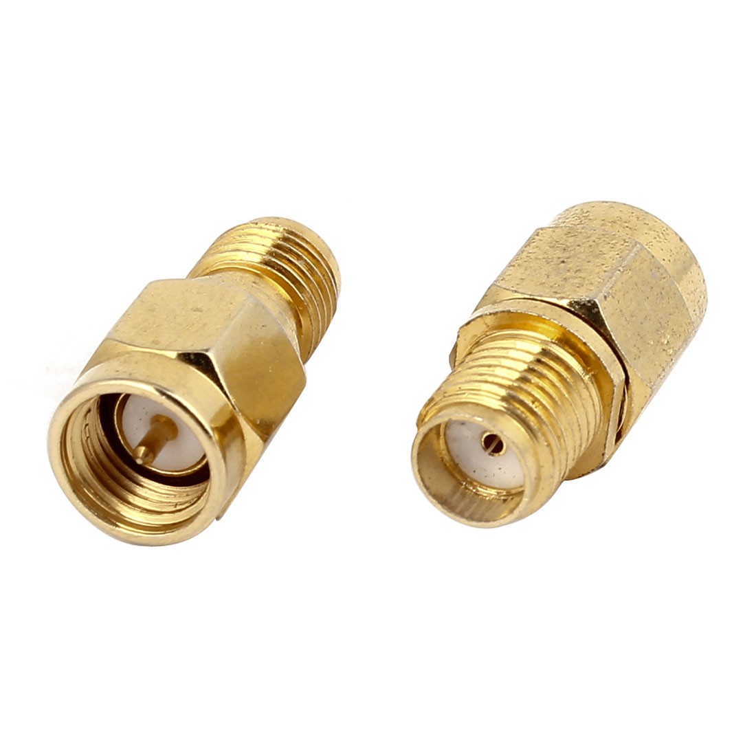 Gold Tone Metal SMA Male to SMA Female  Coax Straight Connector Adapter 2pcs