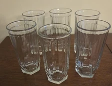 VINTAGE CRISA LIBBEY VERTICAL RIBBED JUICE GLASSES 5"; SET OF 6; HOLDS 8 OZ.
