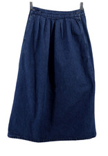 Vtg Calvin Klein Long Maxi Denim Skirt Size 8 Blue Pleated Pockets 27" Waist USA