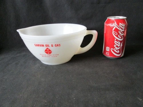 Vintage Federal Glass Advertising Batter Bowl ~ Garvin Oil & Gas Remsen, IA