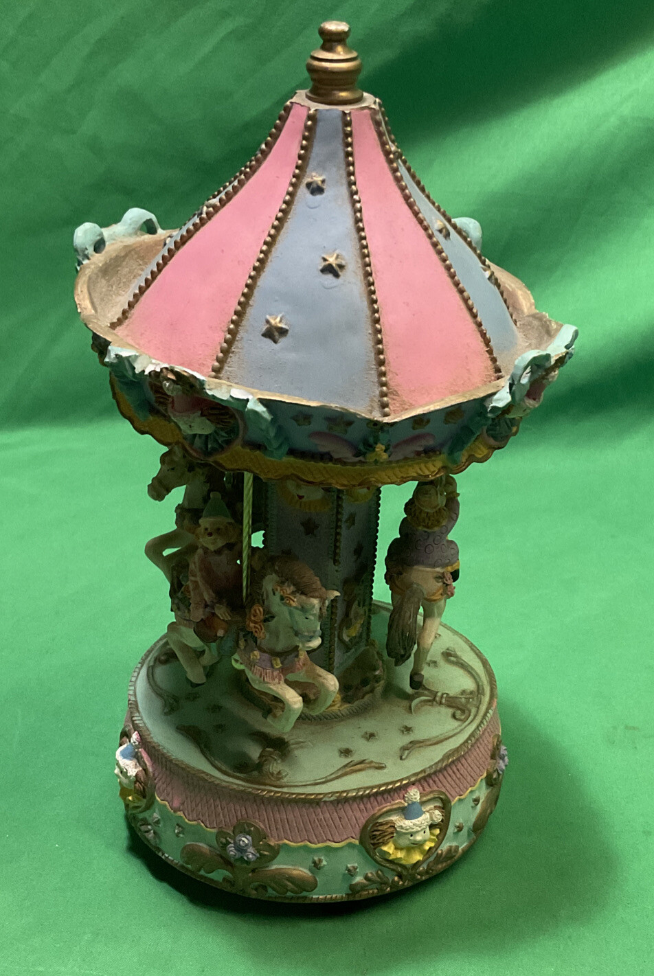 Vintage carousel horses figurine music box 10” Height Multi Color eBay