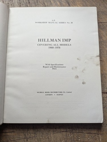 Hillman Imp (All Models 1969-1976) Workshop Manual - Picture 2 of 9