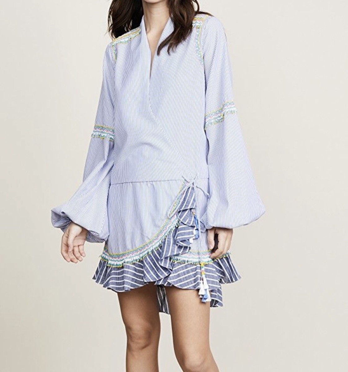 rococo sand blue dress & White Stripe with beautiful Beads & Ruffles LISTRA SZ-M Ombre SIze:L eastessence Women's Little Black Dresses offering comfort and elegance.