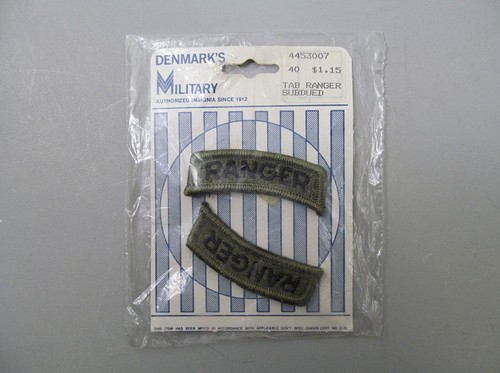 Vtg 70s US Army Ranger Tabs Subdued Denmark's Military Equipment Co. New NOS - Picture 3 of 3