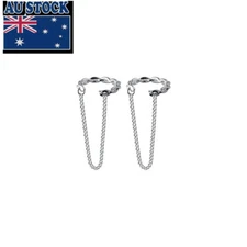 Woman S925 Sterling Silver Curb Chain Ear Cuff Cartilage Earring stud Tassel