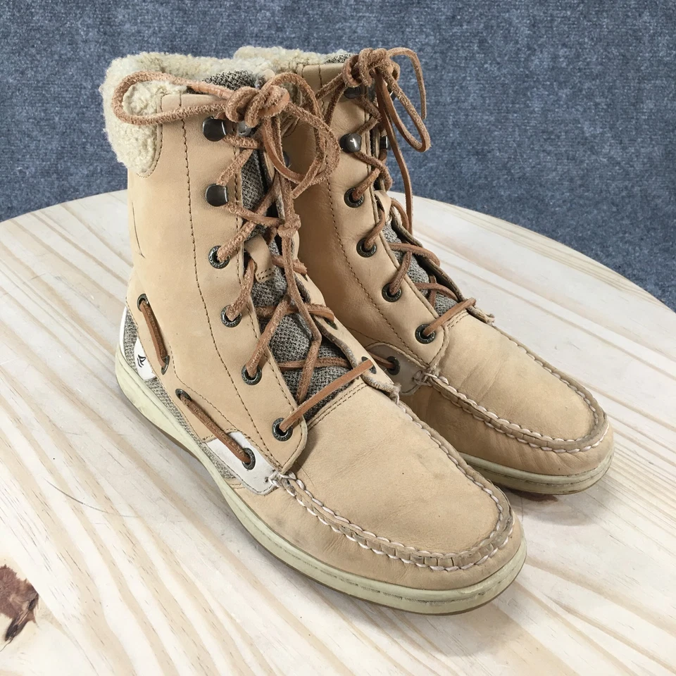 Sperry Top Sider Boots Womens 8.5 M Hikerfish Winter Snow Beige Leather 9173675 - Image 3 of 4