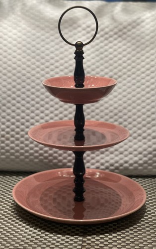 3 TIER CAKE CUPCAKE FRUIT SERVING TRAY-MAUVE/PINK DECO - Picture 3 of 12