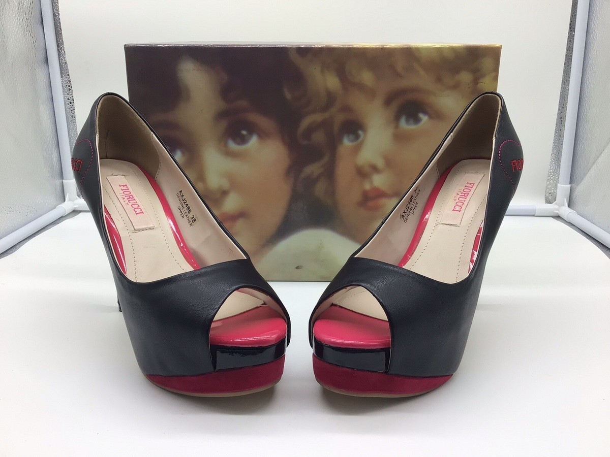 Fiorucci Leather Peep Toe Heels UK