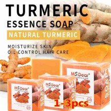 1-3  Tumeric Soap Skin Whitening Dark Spots lightening Acne Brightening Turmeric