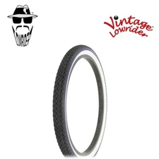 Vtg LOWRIDER BICYCLE TIRE 24 x 2.125 BLACK/WHITE BLUE LINE HEAVY DUTY DIAMOND.