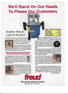1989 Freud Wood Routers & Cascade Tools Inc. Vintage Print Advertisements