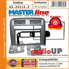 MASCHERINA RADIO 2 DIN FIAT GRANDE PUNTO KIT PER RADIO EURO E CINESE. ANTRACITE