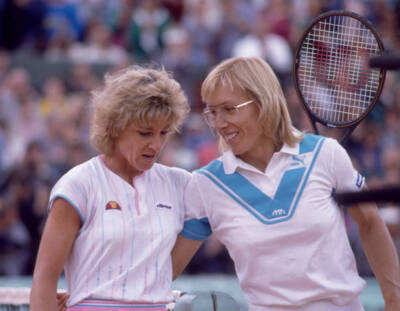 Runner-up Martina Navratilova and champion Chris Evert-Lloyd both - Old Photo