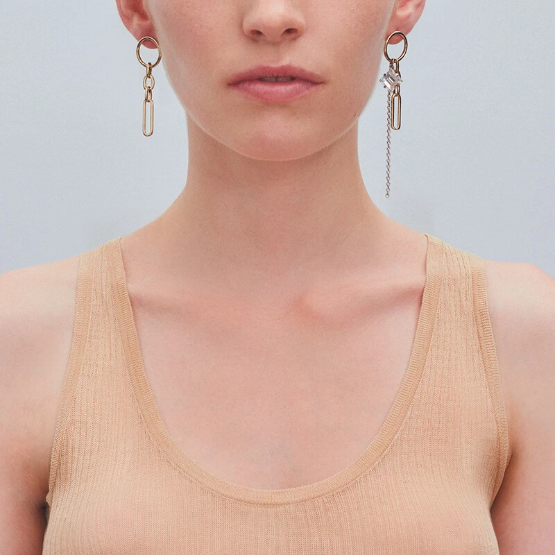 Justine Clenquet Tassel Earrings Crystal Drop Dangle Earrings Ear Studs Women - Image 4 of 4