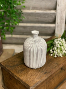 Small Vintage Shabby Style White Bottle Bud Vase Chic Wedding