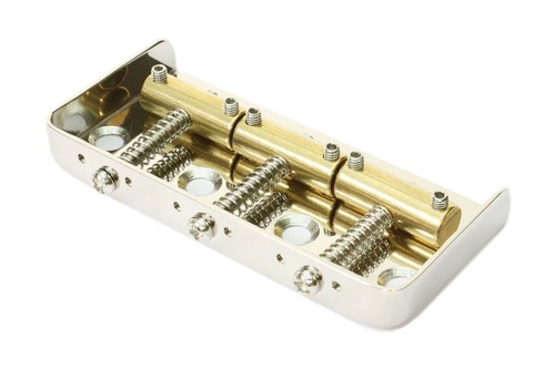 Half (ie. 1/2, "Cut-Off') Telecaster bridge with 3 brass saddles, Nickel finish - Picture 2 of 3