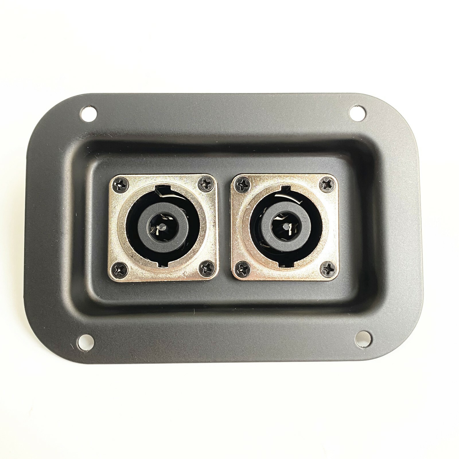 1 Piece Metal Speaker Jack Plate W/ Dual SpeakOn NL8MPR Connectors