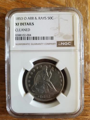 1853O Arrows And Rays Seated Liberty Half Dollar  - NGC XF Details