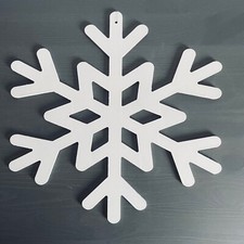 Lot of 6 Wooden Snowflake Ornaments White Christmas Holiday Decorations 11.5  