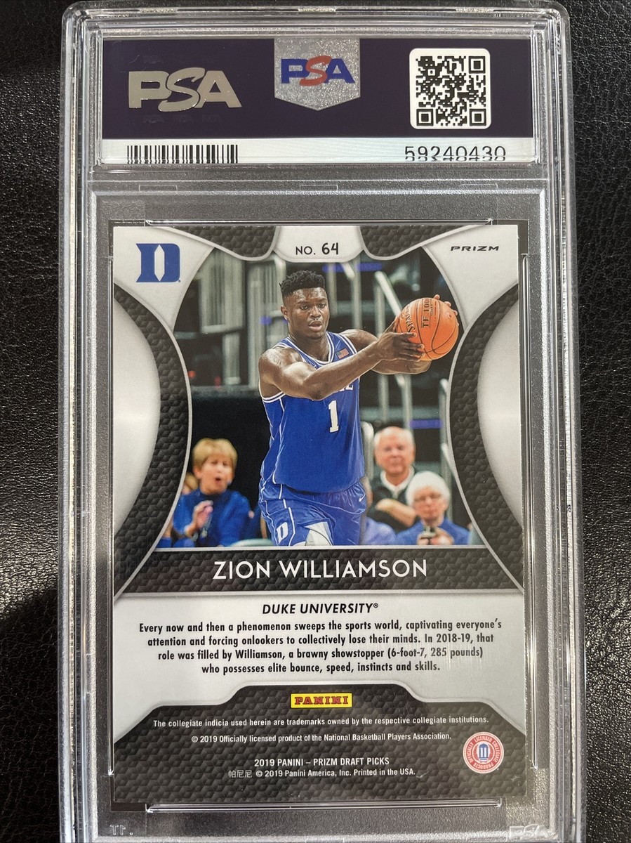 2019-20 Panini Prizm Draft Zion Williamson Pink Pulsar #64 Gem