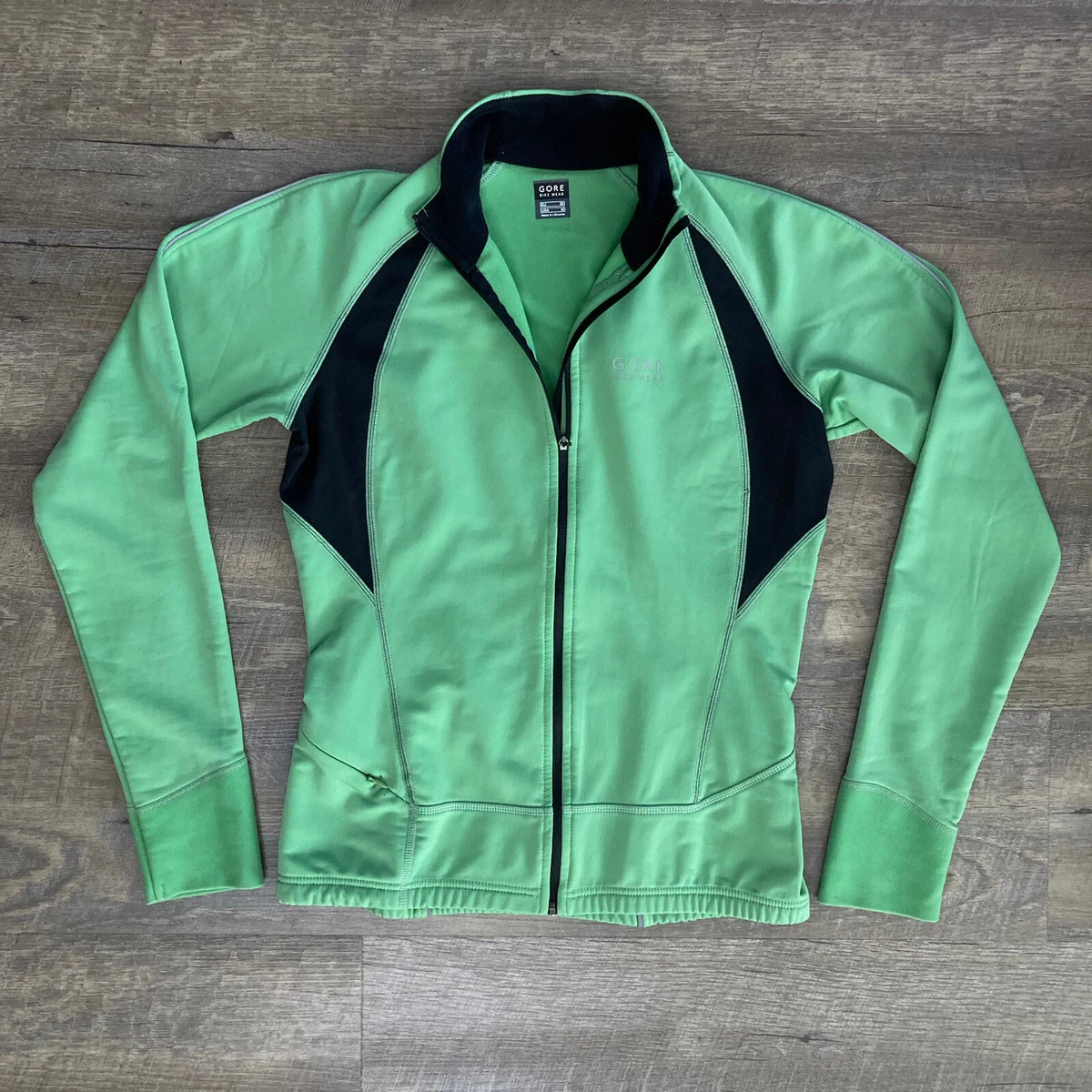 Women s Gore Bike Wear Cycling Jersey Long Sleeve Zip Front Top Green Black Sz M