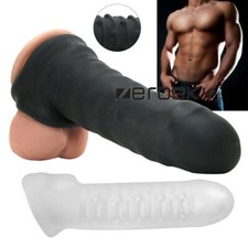 BIG BLACK Penis Extender Extension Sleeve Realistic Penis Sheath Girth Enhancer