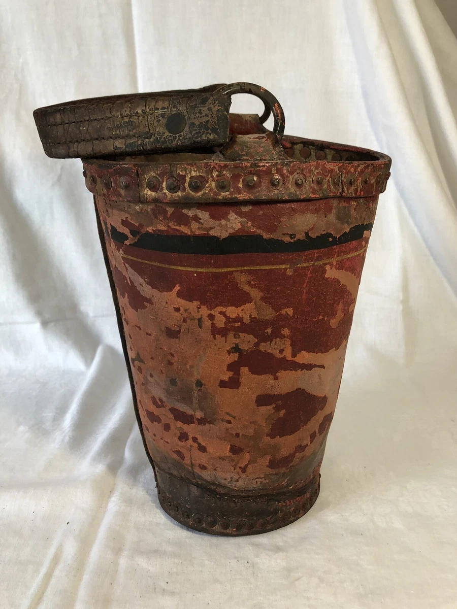 ANTIQUE 1880 S GENUINE RED LEATHER FIRE BUCKET 1 ALL ORIGINAL