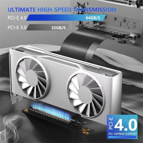 90 Degree PCIE 4.0 Extension Cable 16x Shielded High Speed GPU Riser Cable - Afbeelding 2 van 9