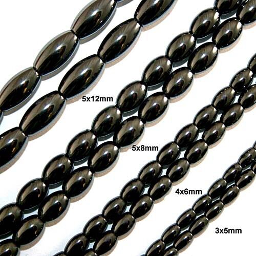 AAA HEMATITE JEWELRY BRACELET CRAFT BEADS RICE OVAL 3X5MM 16" BEAD STRANDS HS9 - Picture 1 of 1