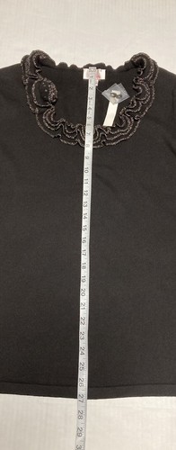 Suéter suéter con volantes cuello cuello manga 3/4 negro XL Quacker Factory para mujer - Imagen 12 de 12