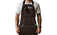 Heavy Duty Suede Leather Multi-Functional Work Apron for Men with Tool Pocket